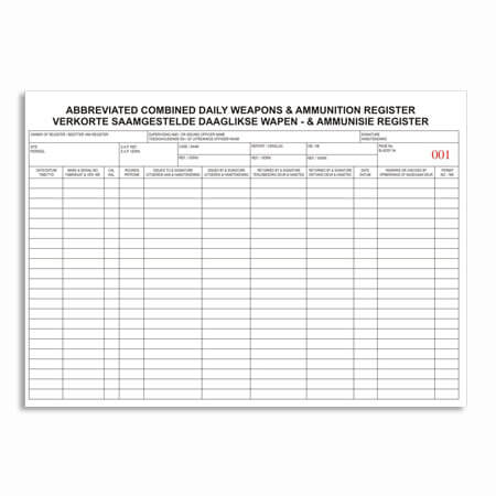 Daily Weapons & Ammunition Register