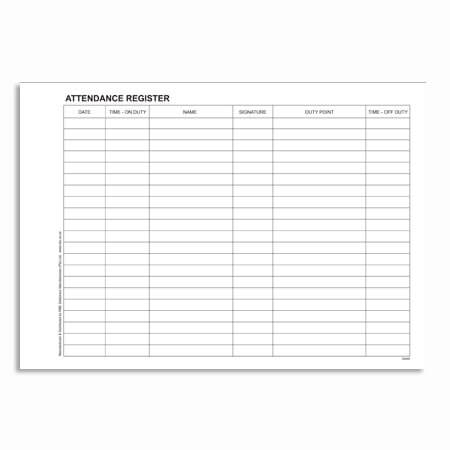Security Personnel Attendance Register