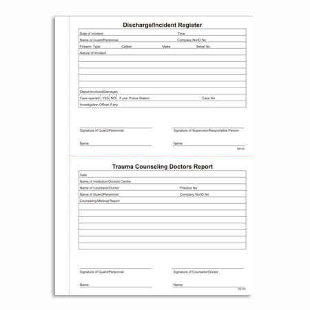 Discharge, Incident and Trauma Counseling Register