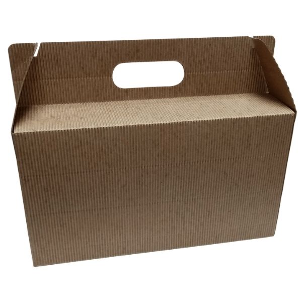 Large Fluted Kraft Gift Box with Handle