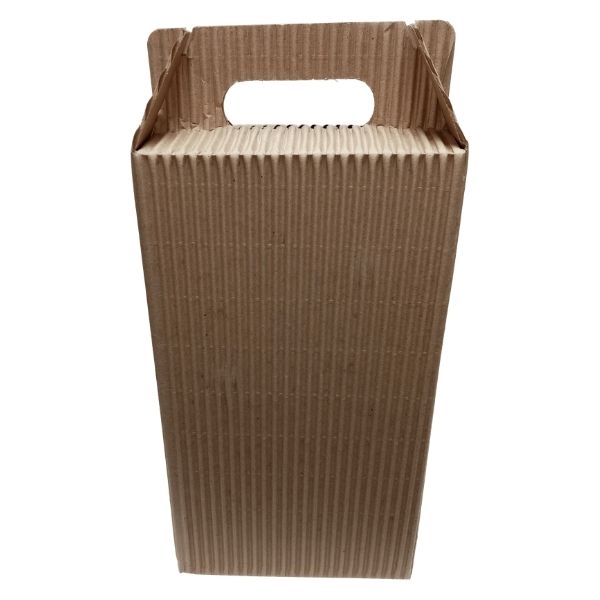 Fluted Kraft 2 Wine Bottle with Handle Gift Box