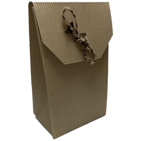 Fluted Kraft Fold Over Handbag Style Carrier Bag