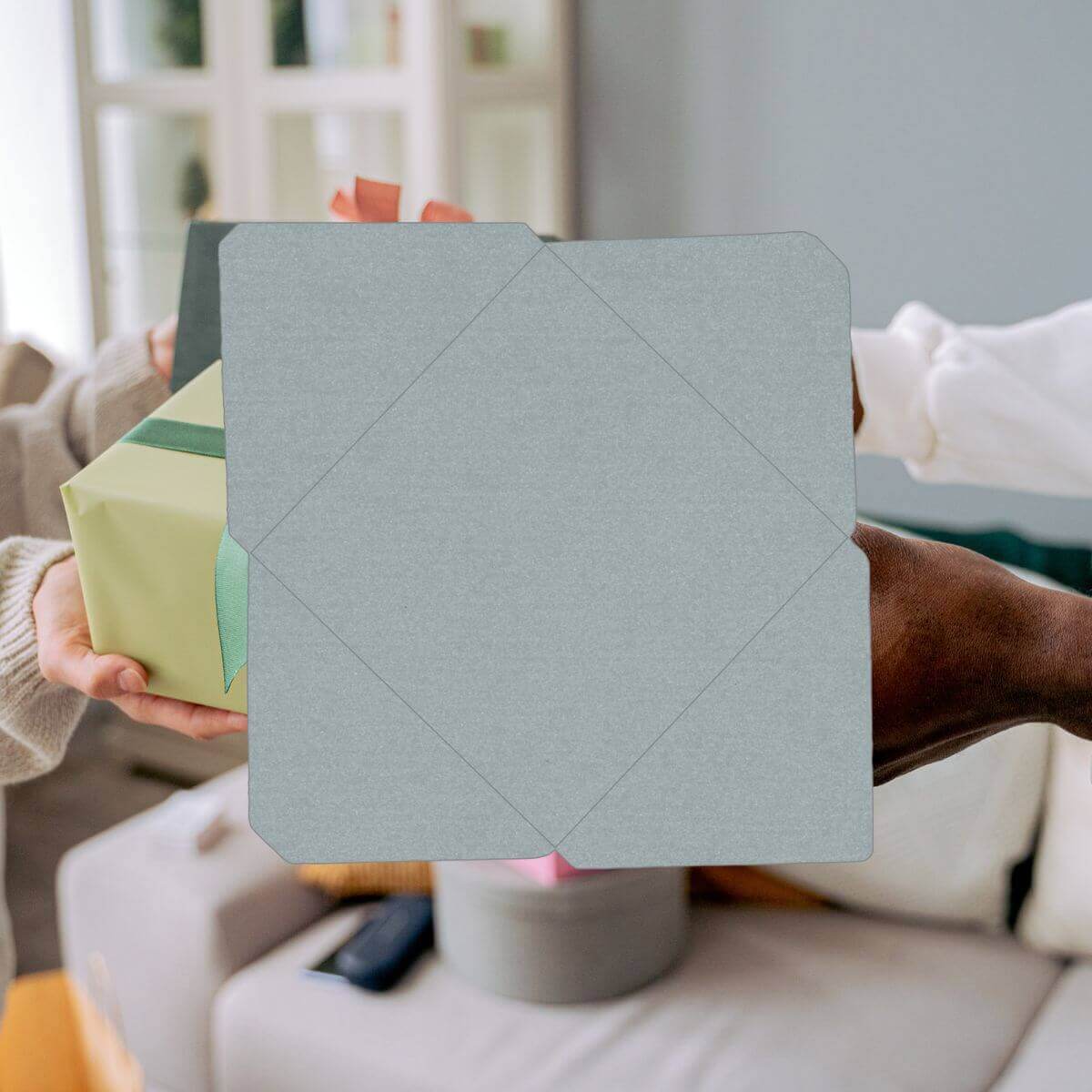 Square Metallic Silver Envelopes