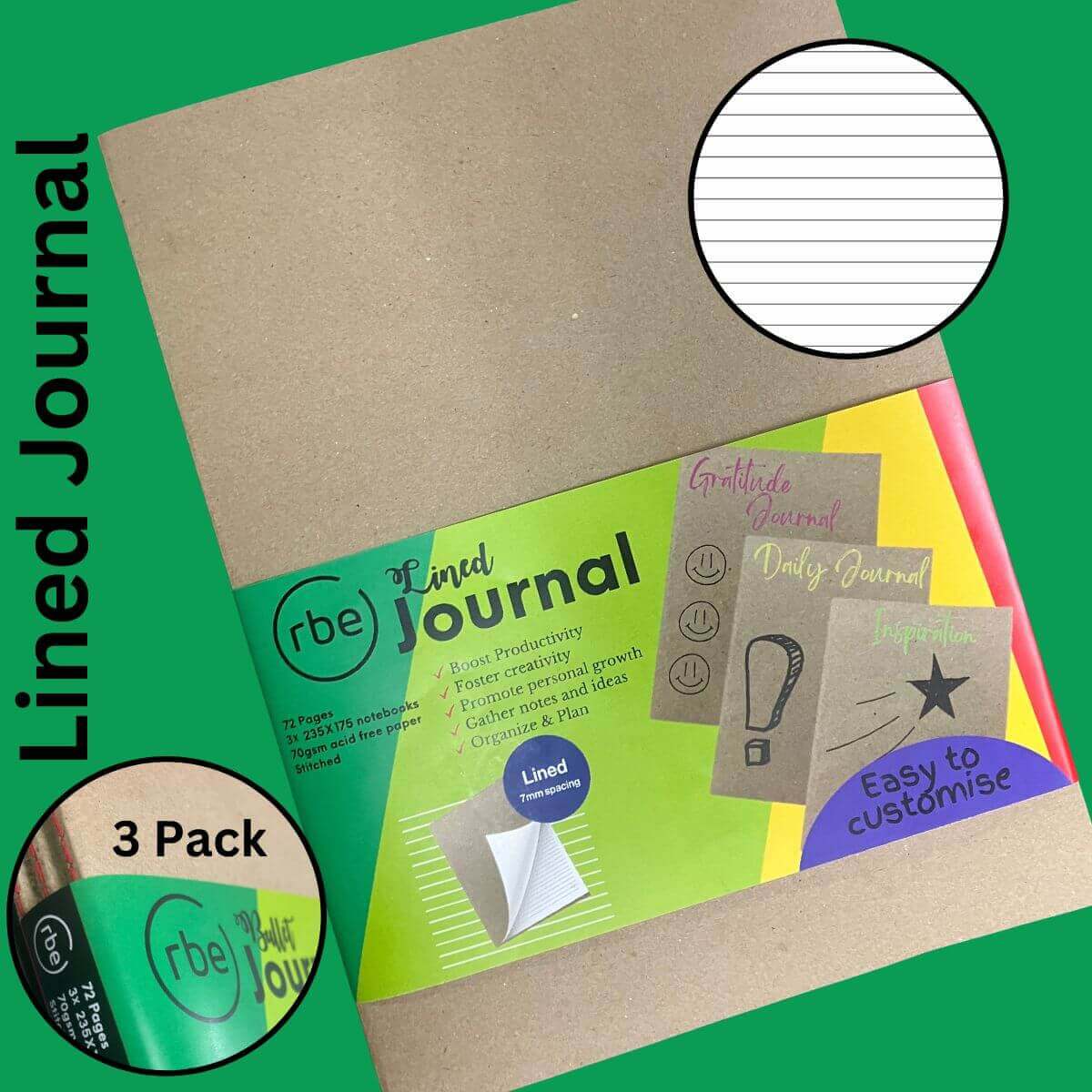 Lined Bullet Journal - 3 Pack