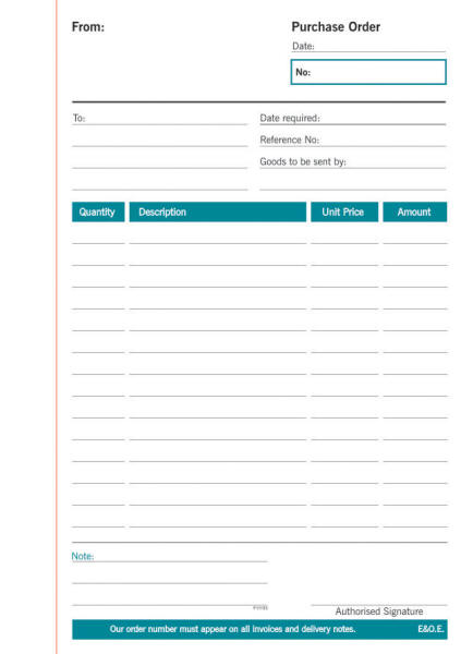 A5 Purchase Order Duplicate Spiral Bound Book Form