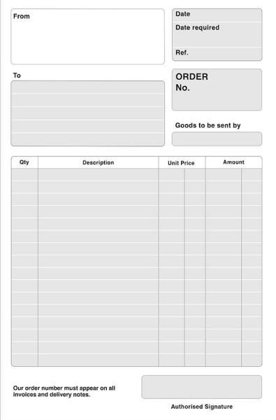 A4 Purchase Order Duplicate Pads Form