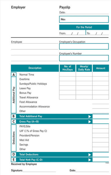 RBE Payslip A5 Duplicate Form