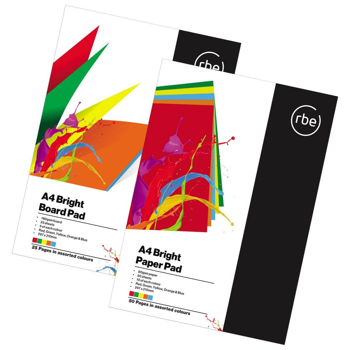 A4 Assorted Bright Paper & Board Pads