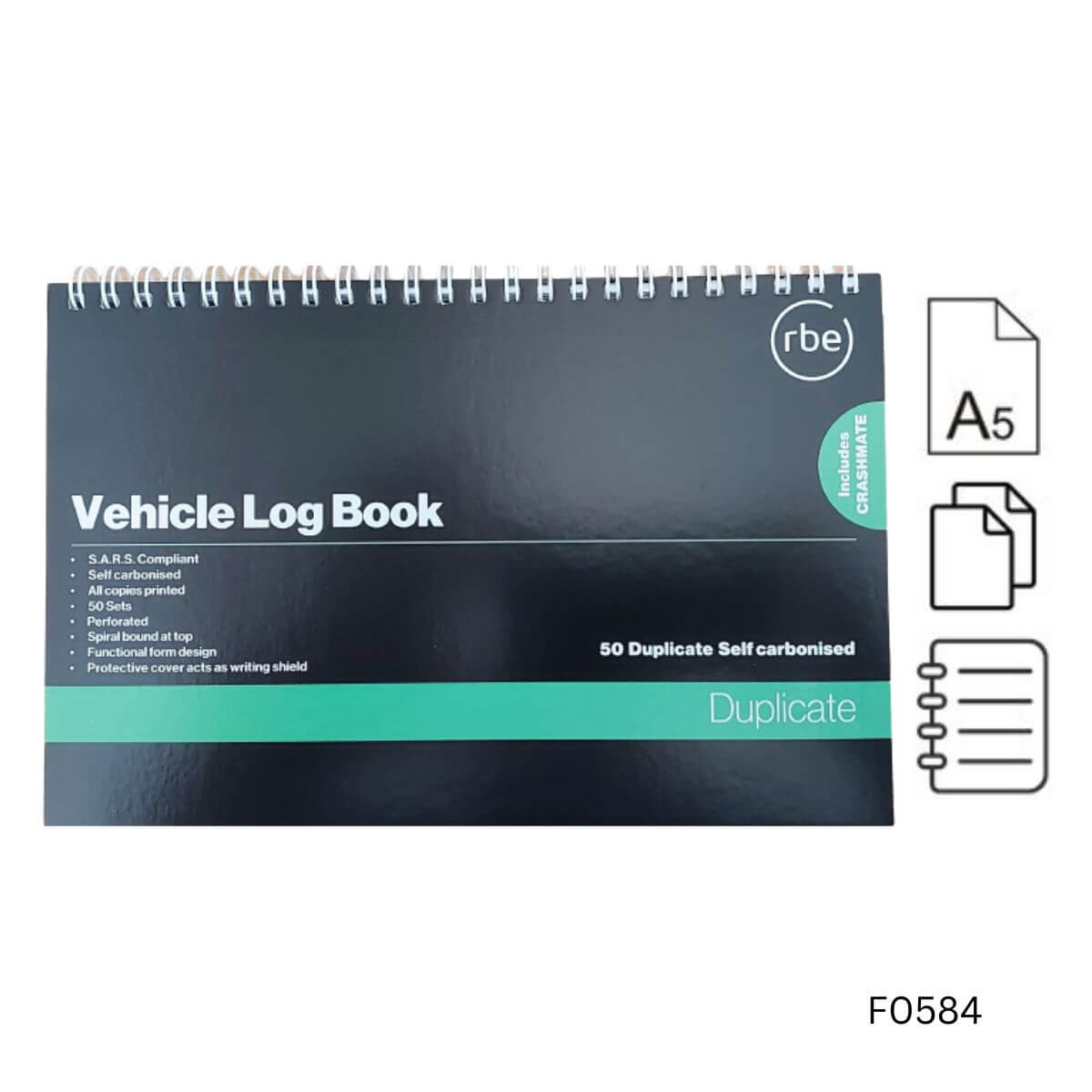 A5 Motor Vehicle Log Book with CRASHMATE