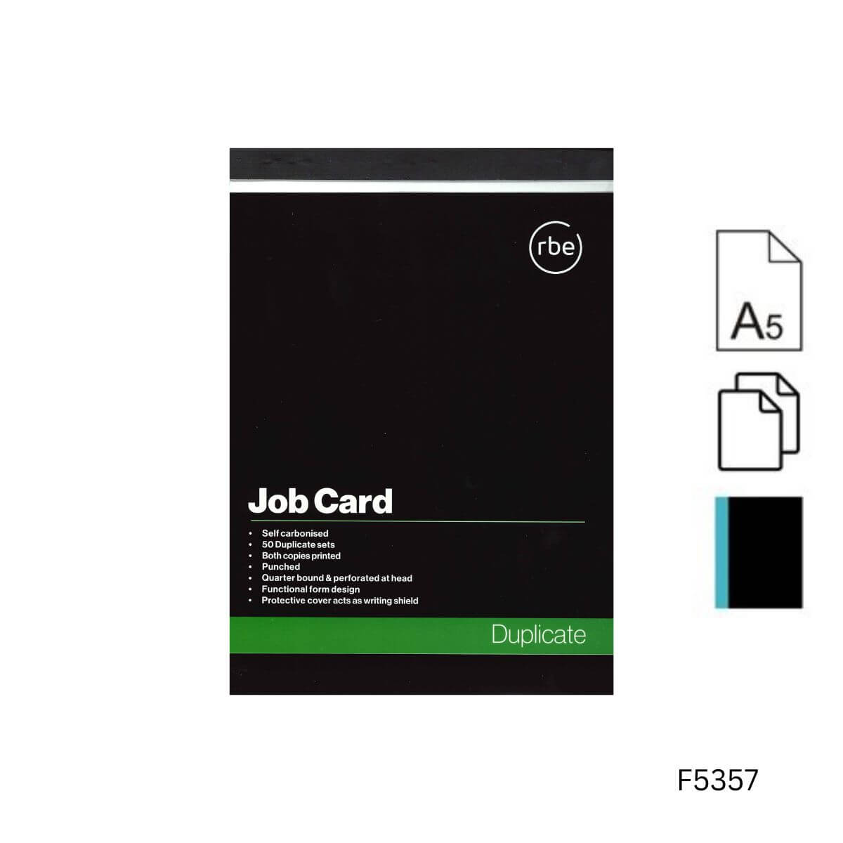 Job Card A5 Duplicate Quarter Bound Book