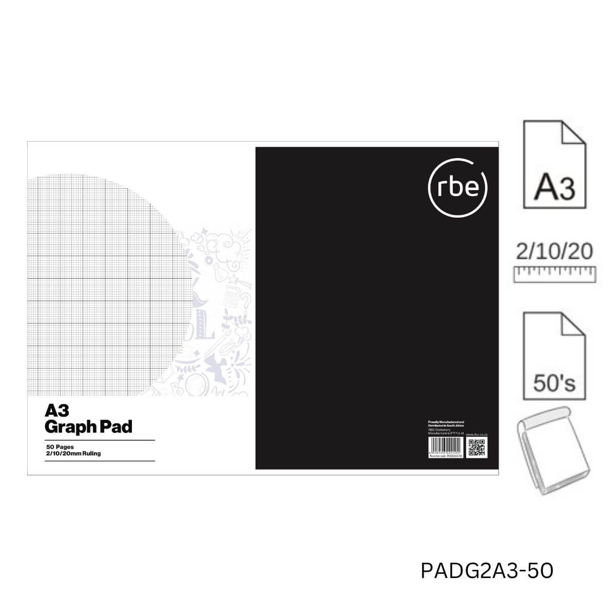 A3 Graph Pad - 2/10/20mm Ruling