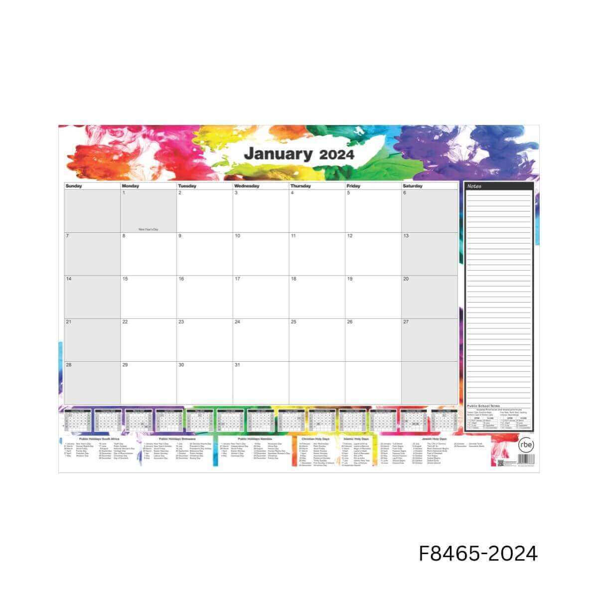 12 Month A2 Desk Planner or Calendar