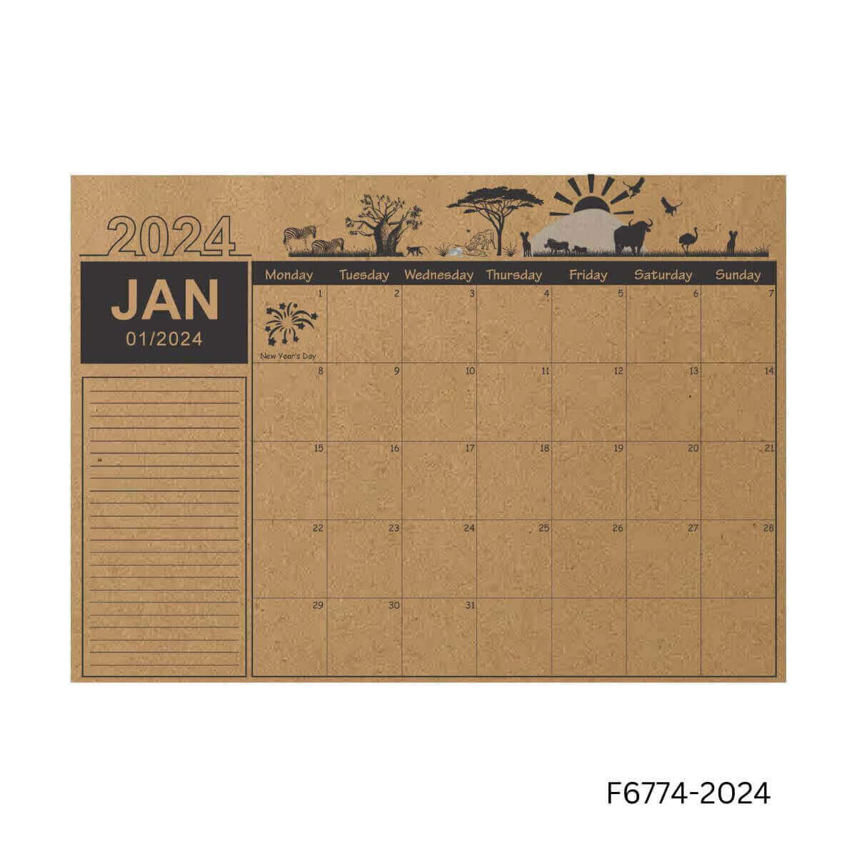 A3 Kraft Desk Calendar or Planner