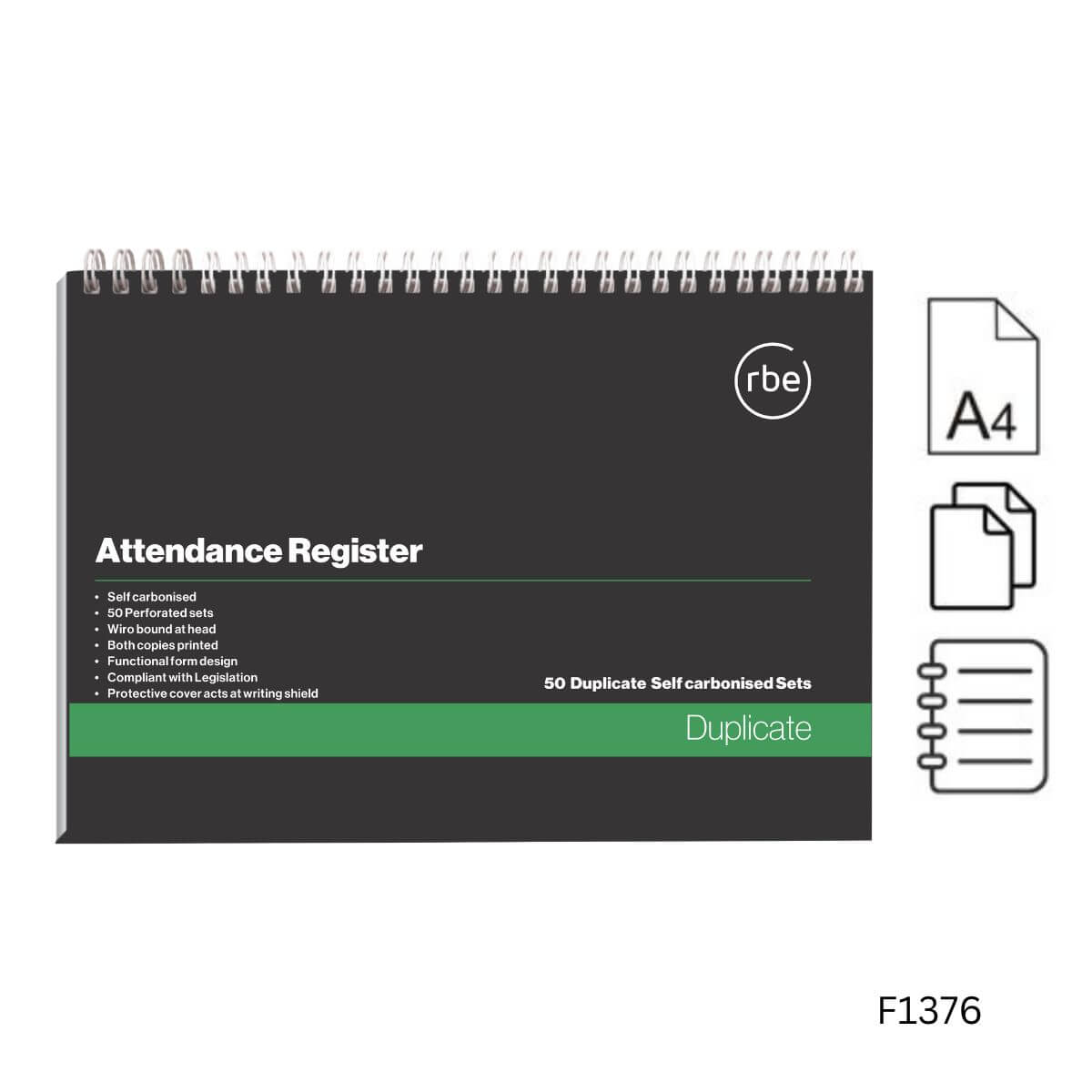 A4 Attendance Register Spiral Bound Book