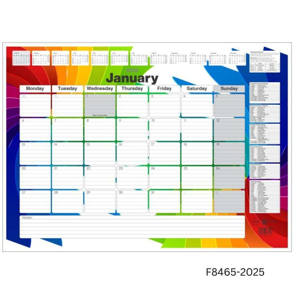 2025 A2 Desk Calendar Pad Jan to Dec RBE Stationery & Print