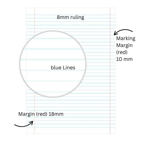 72pg Feint & Margin 8mm Pre Covered Exercise Books - Rulings & Lines