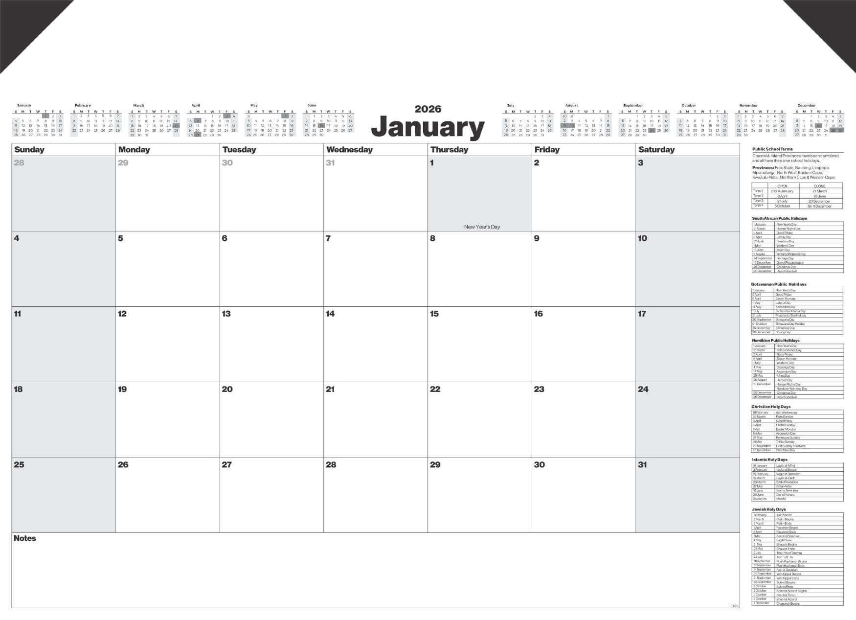 Blank Overprint A2 Desk Calendar
