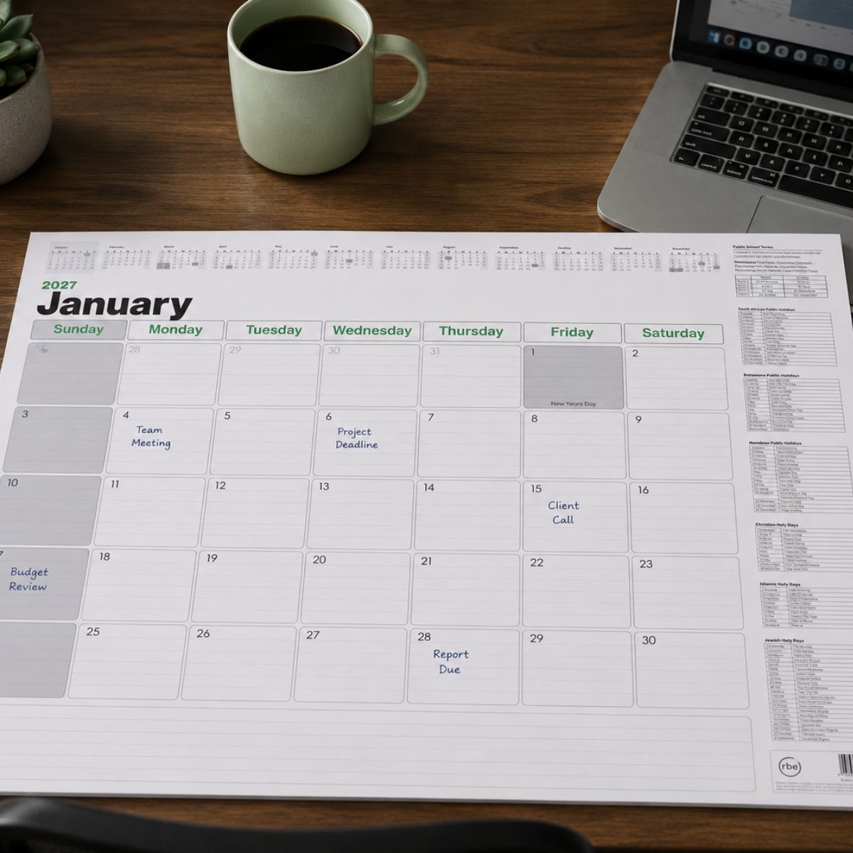 RBE 2027 A2 Corporate Desk Calendar Pad