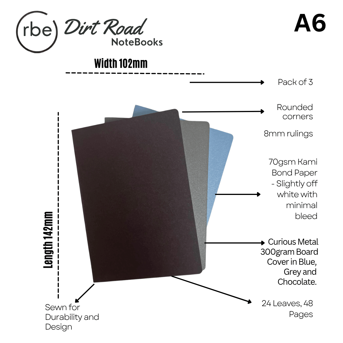 RBE Dirt Road Notebook (Stormy Sky) – 3 Pack - Image 7